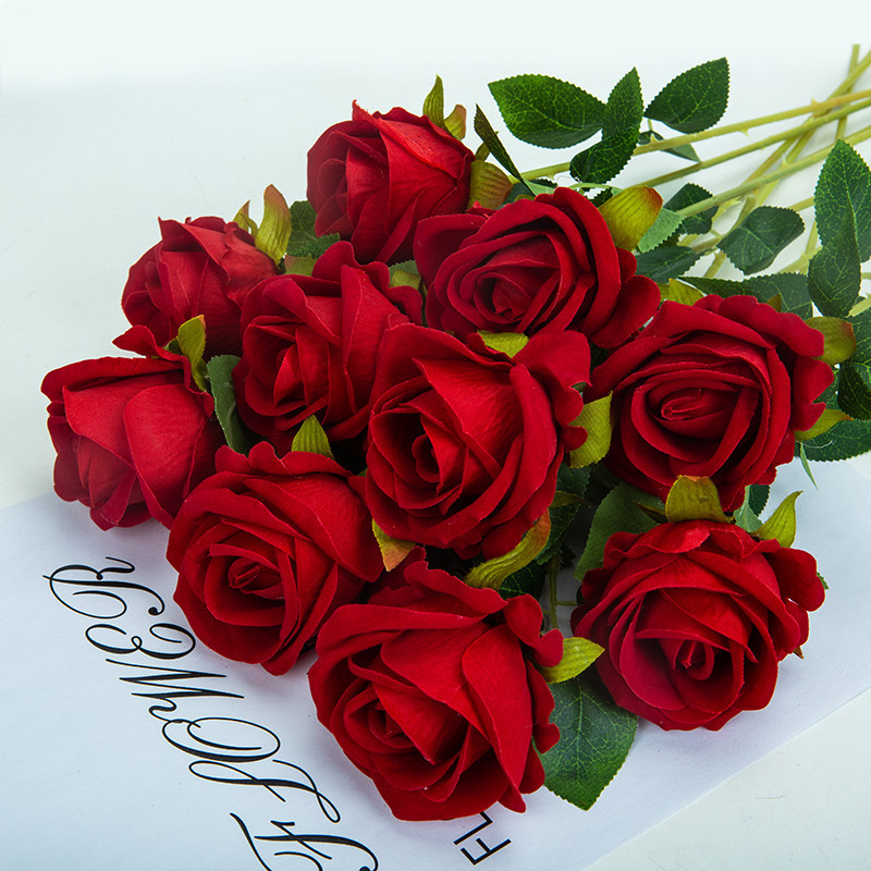 Simulated Roses, Single Roses, Valentine's Day Home Wedding, Simulated Flowers, Artificial Flowers, Artificial Feel Velvet Roses