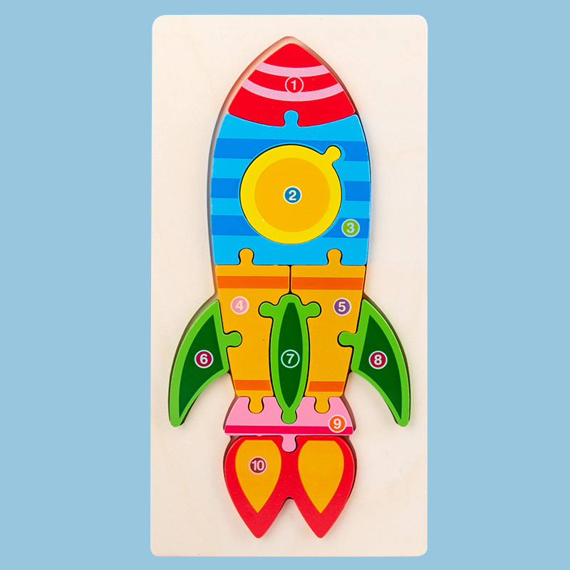 Madera de madera de educación temprana rompecabezas cognitivo juguetes educativos para niños bloques de construcción gran panel 3D rompecabezas tridimensional al por mayor