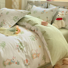 60S新疆长绒棉加厚全棉磨毛四件套小清新100纯棉秋冬款床单三件套