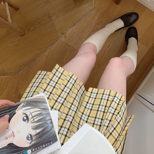 Small apricot medium/original genuine spring and summer school supply jk plaid skirt student a-line skirt academic style pleated skirt skirt