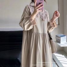 8092日系女装娃娃裙花边森系甜美连衣裙文艺复古森女风秋冬