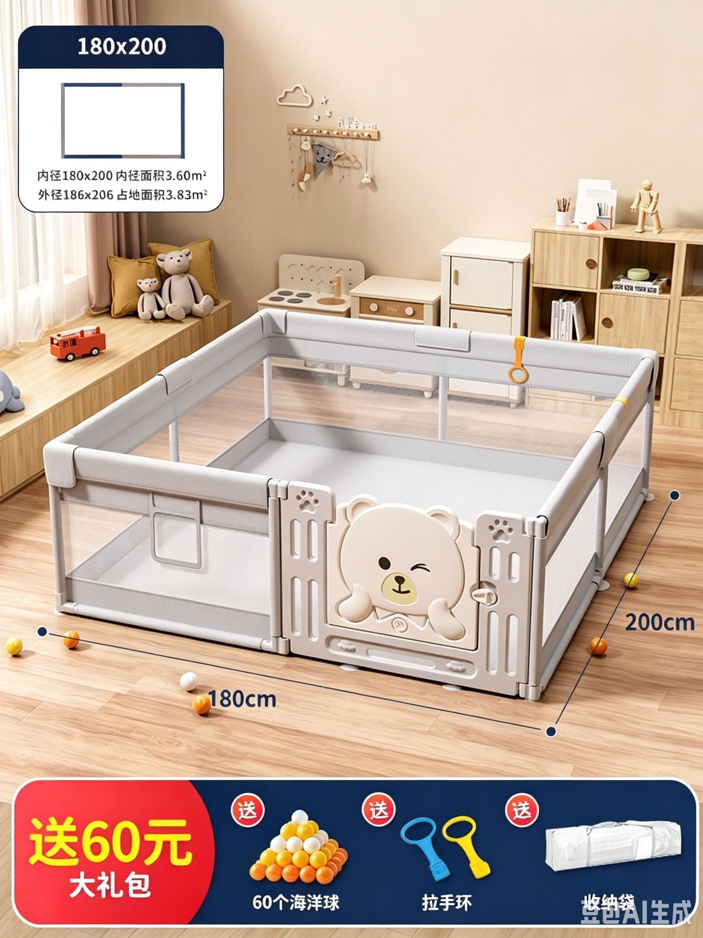 Corralito de Seguridad para Bebés de Tela De Seguridad para Casa image 9