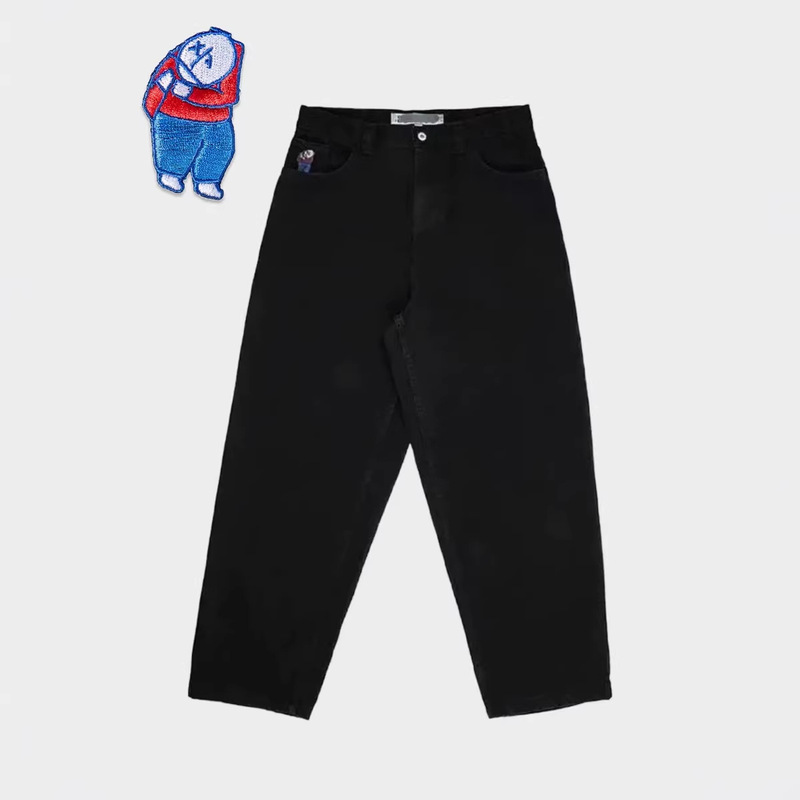 European and American Style Street Fashion Polar Boy Jeans Y2K Harajuku Hip-Hop Cartoon Pattern Embroidery Loose Jeans