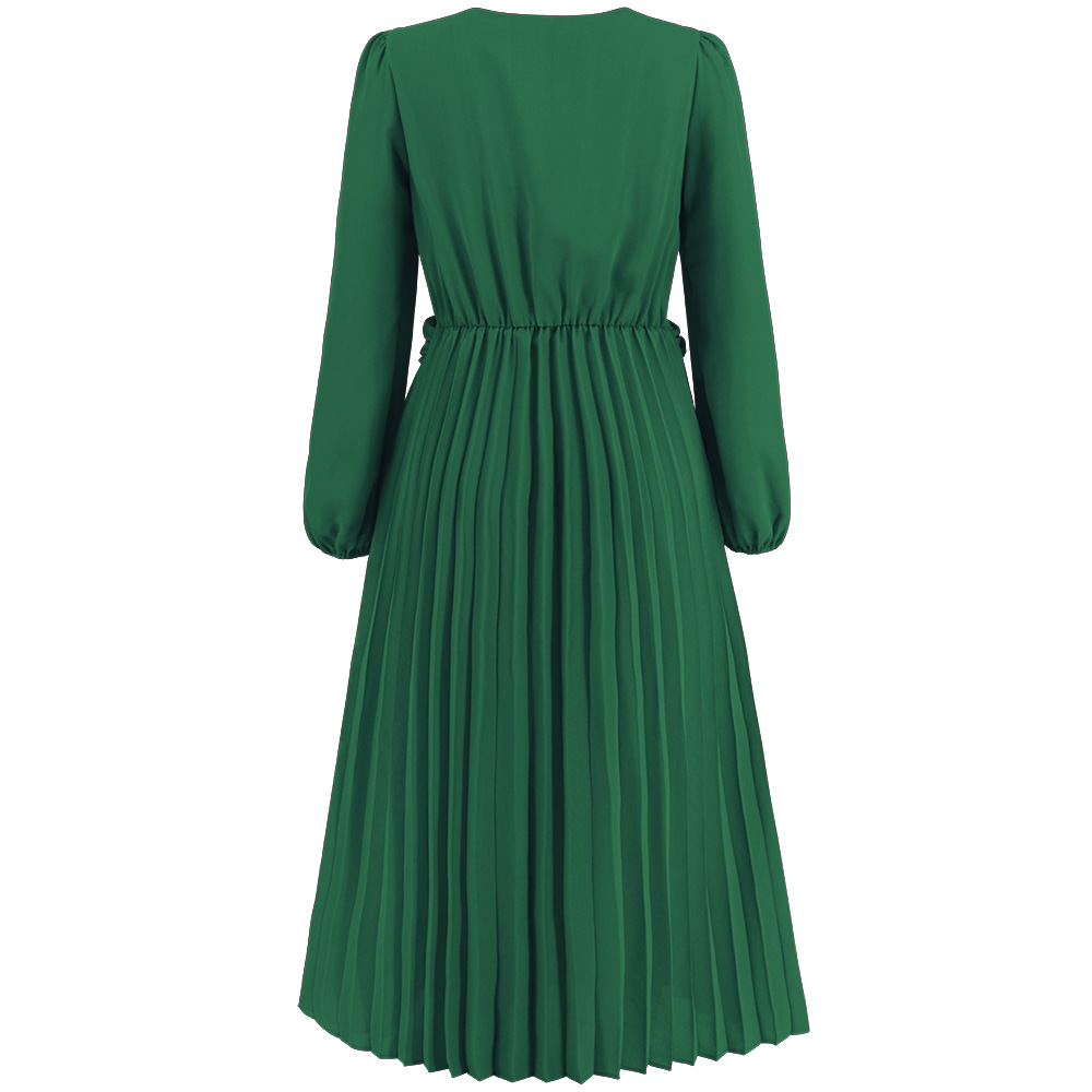long sleeve pleated swing dress Chiclily Women's Long Sleeve Fall Dress Casual Pleated Swing T-Shirt Dresses with Pockets, Multicolored M, Size: Medium