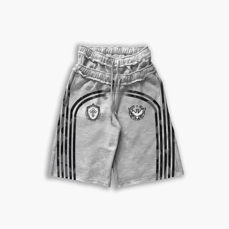 Loose-Fitting Printed Trendy Unisex Shorts with a Dark Style Design, Featuring a Unique Two-Piece Look, Casual Shorts with a Retro and Niche European and American Vibe Loose-Fitting Printed Trendy Unisex Shorts with a Dark Style Design, Featuring a Unique Two-Piece Look, Casual Shorts with a Retro and Niche European and American Vibe