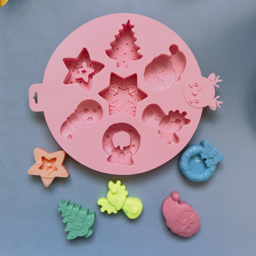 Redondo 7 Navidad 77 molde de silicona pastel helado pudín molde de postre jabón utensilios