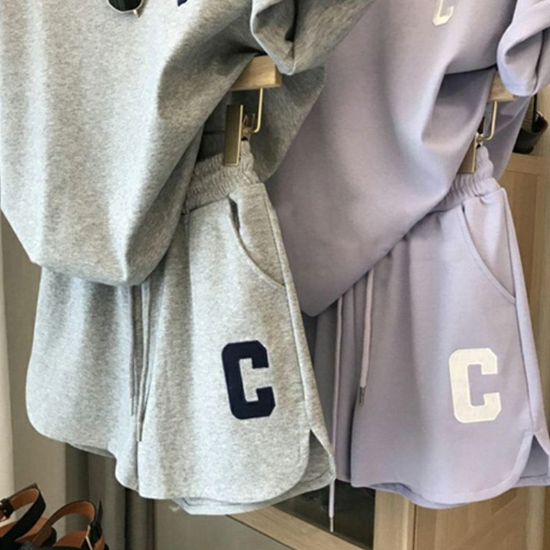 Trendy Cross-border Women's Summer New Style Student Loose-fitting Sports Shorts And Round-neck Short-sleeve Casual_ecoleips.com