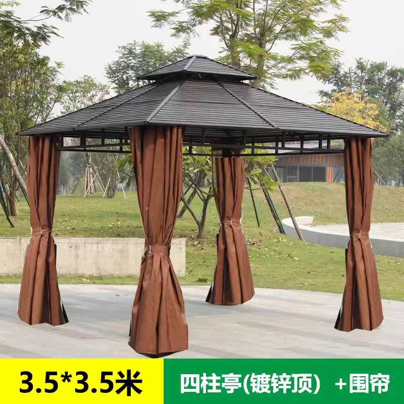 pabellón al aire libre techo galvanizado pabellón de cuatro pilares patio jardín terraza ocio sombrilla gran cobertizo