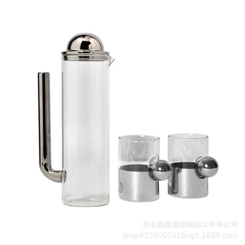 玻璃水壶样板间装饰冷水壶酒店客厅冷水壶软装银色醒酒器摆件
