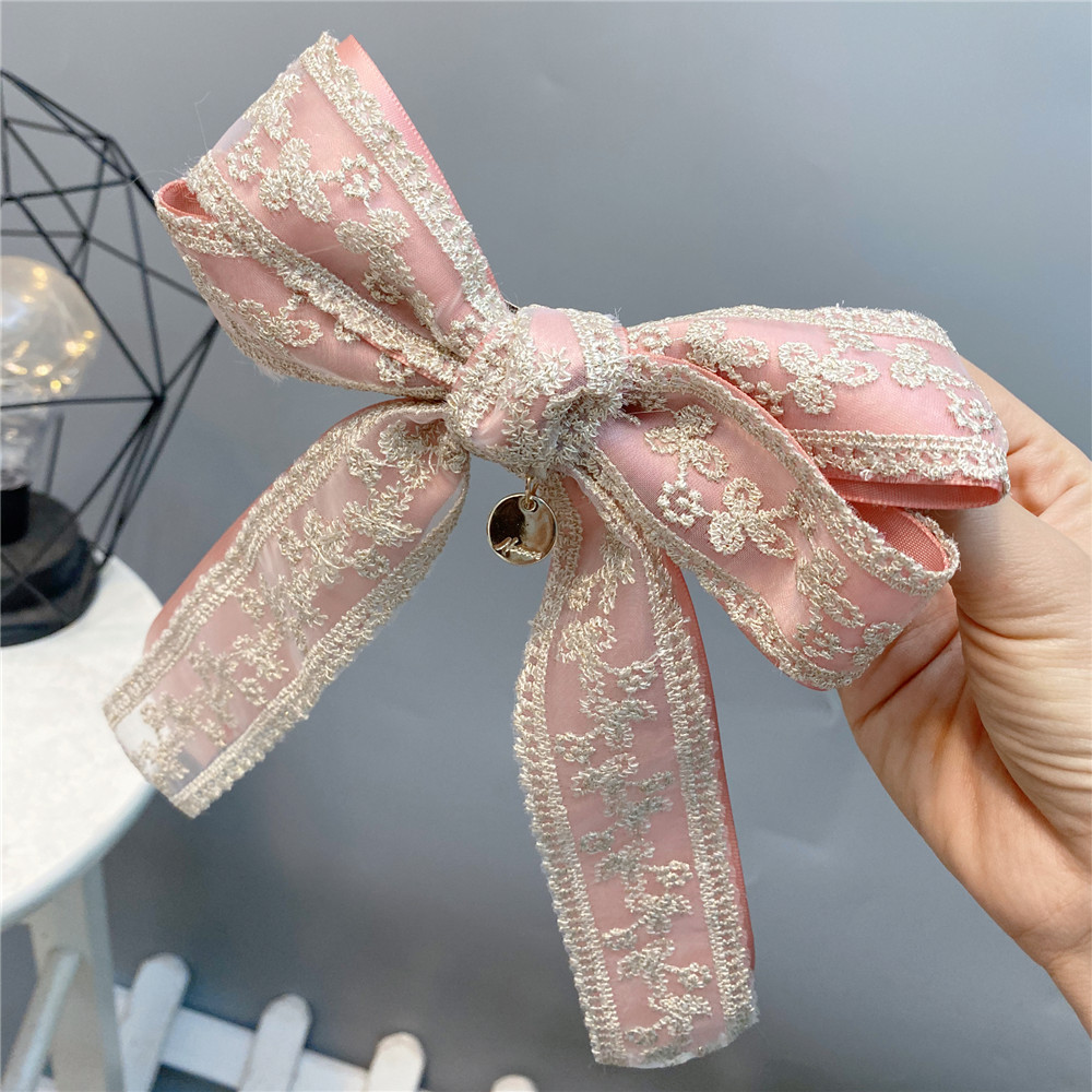 Korean Style Lace Double-layer Bow Hairpin display picture 4