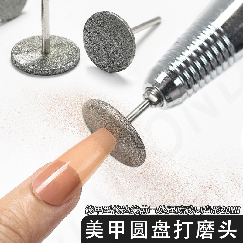 Uña de pulido de manicura tipo borde de reparación de manicura pretratamiento de chorro de arena tipo disco de 20mm caja de disco tipo cabeza de pulido