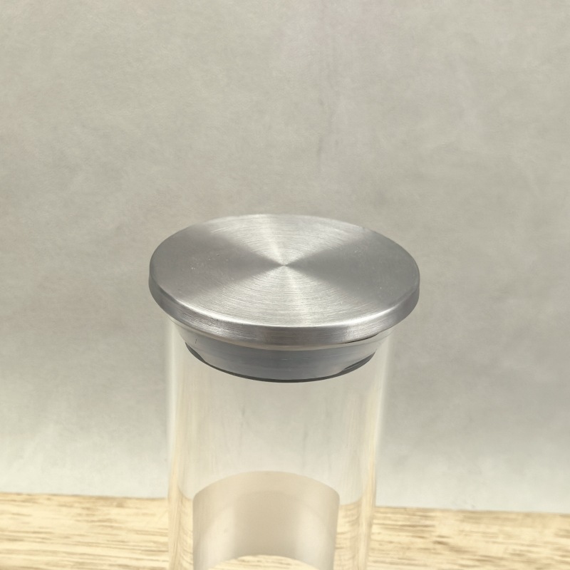 批发高硼硅玻璃密封盖储物罐不锈钢拉丝金属盖厨房收纳罐铁盖