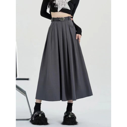 Women's Spring and Autumn High-Waisted Skimming A-Line Long Dress with Trousers, Giving a Sense of Elegance