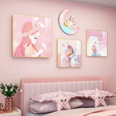 Children's room internet celebrity cartoon mural astronaut princess room wall decoration painting girl's bedroom bedside decoration
