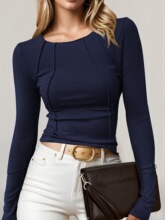 D 39726 Solid Color Long Sleeve T-Shirt �����L��T�� �羳��