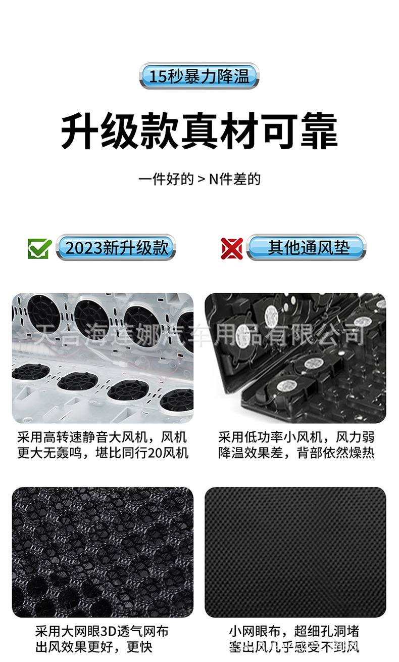 2024 Car Seat Cushion with Ventilation and Cooling, 12V/24V Vehicle Seat Blower, Breathable Cooling Pad for Trucks, Cooling Fan