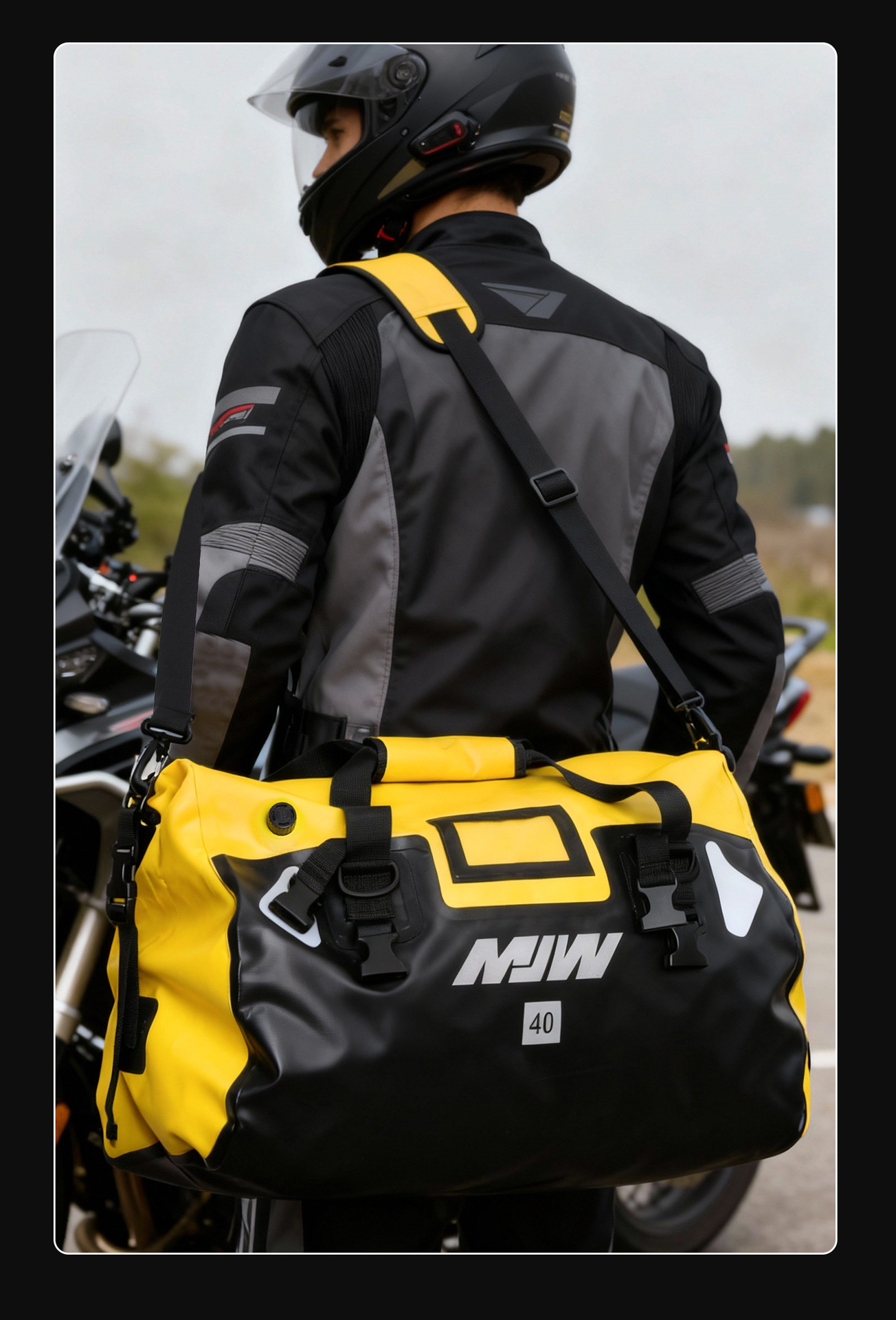Mjw40Lpvc Motorcycle Waterproof Pannier Bag, Motorcycle Helmet Bag, Riding Luggage Bag, Long-Distance Motorcycle Travel Rear Seat Side Bag