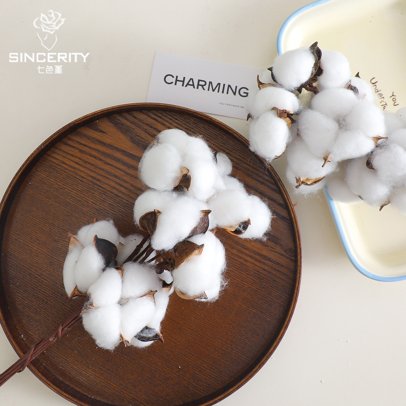 Navidad ins caparazón de algodón natural con varilla flor seca flor artística DIY accesorios ramo florista material de decoración