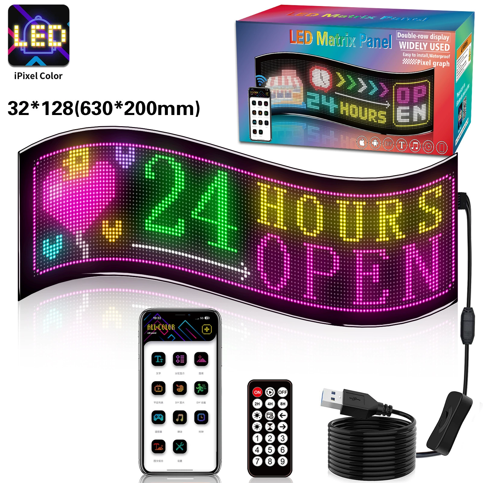 Popular Flexible LED Advertising Soft Screen APP Bluetooth Display Scroll Wording Double Row Store Signboard Display Soft Screen