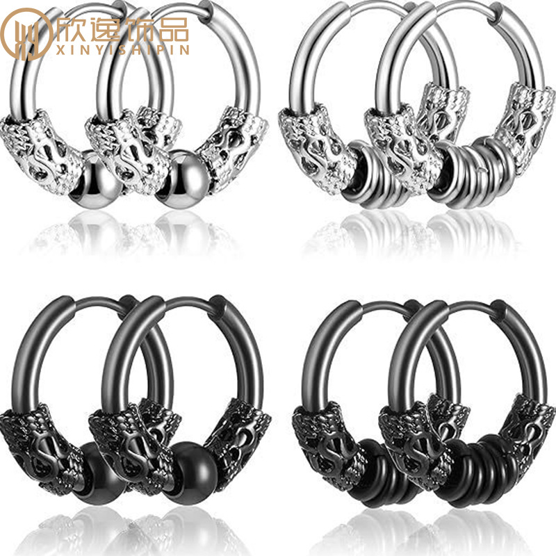 Trendy Men's Earrings Simple Retro Circle Ear Cuffs Versatile Season Simple