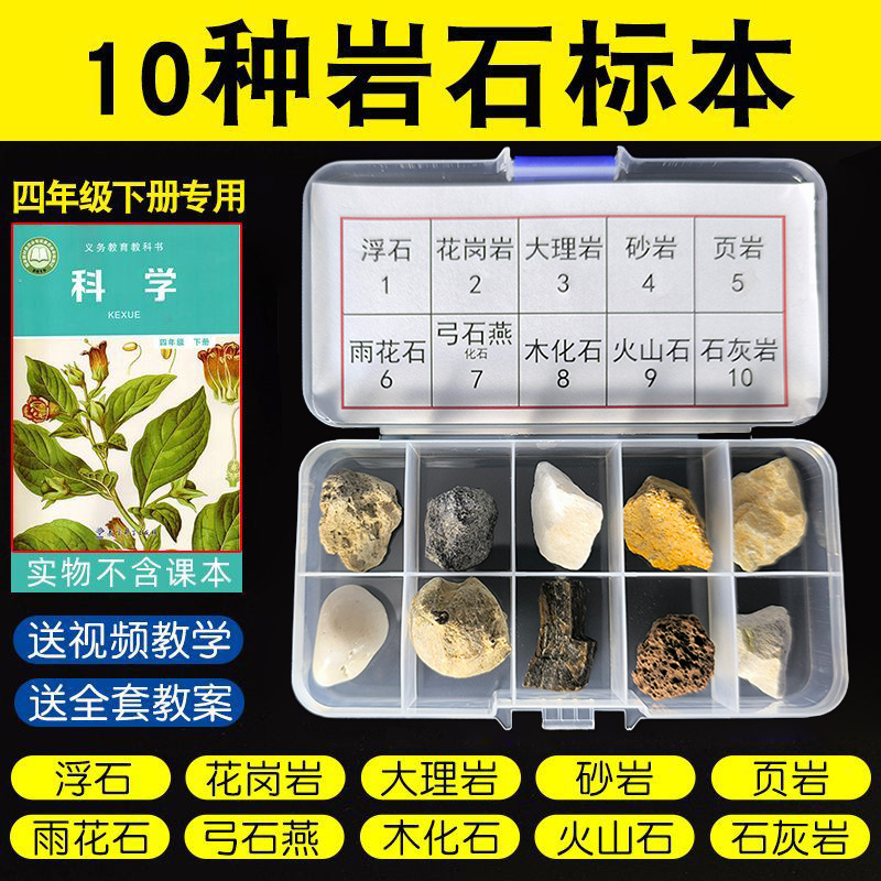 Fourth grade mineral rock specimen box primary school geography science ore mica fossil observation stone teaching aid