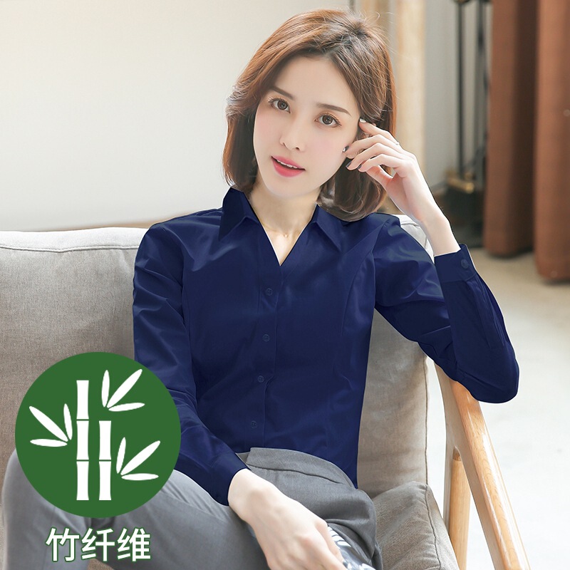 Shufan 竹繊維白シャツ女性の長袖秋と冬のスクエアカラープロフェッショナルフォーマル作業服作業服女性の白シャツ|undefined