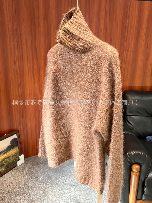 衣号拉毛花纱粗针高领宽松100绵羊毛毛衣女纯色保暖针织衫秋冬韩|undefined
