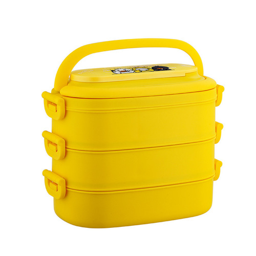 Little Yellow Duck Three-layer Lunch Box Cute Microwave Heating Insulation Box Portable Office Worker Compartment Lunch Box Set
