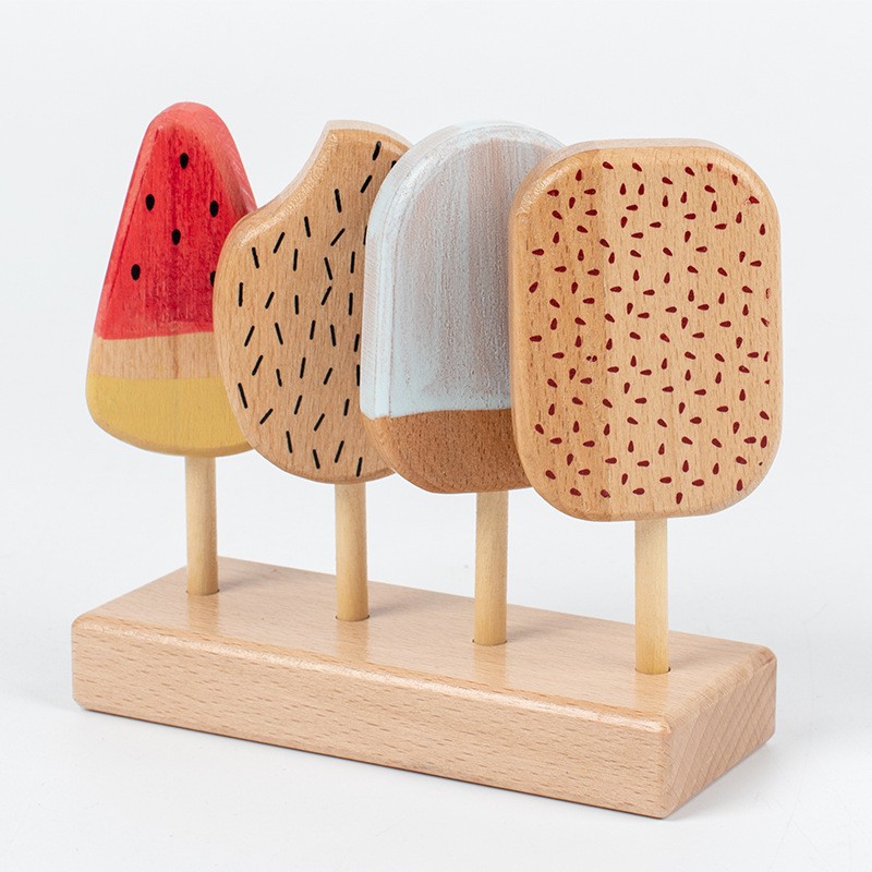 Beech log helado donut helado Kegel niños casa de madera olla traje