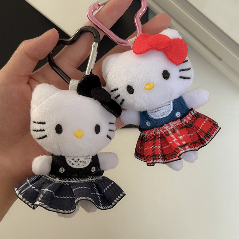 女装英国風プリーツスカートハローキティぬいぐるみペンダントインスタイル人形ラブキーホルダーバッグペンダント|undefined