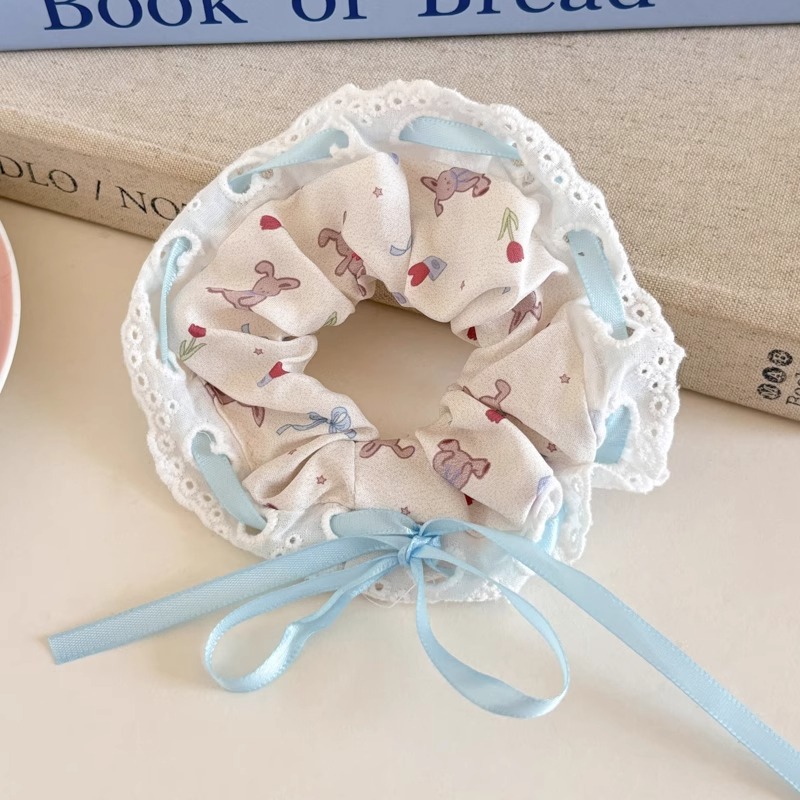 Cuerda para el cabello de intestino grueso azul para niños Cuerda para el cabello de encaje dulce para niñas