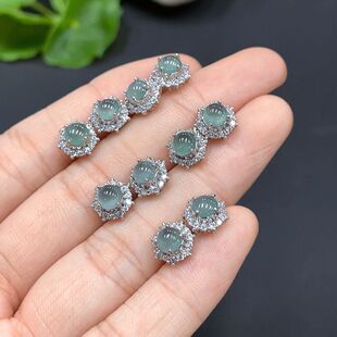 Natural Jadeite A-Grade Sky Blue High Ice Earrings New Products on the Shelves