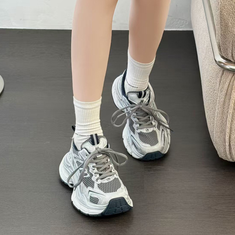 真皮厚底老爹鞋女2025春夏新款韩版透气百搭轻便防滑休闲运动鞋潮|undefined