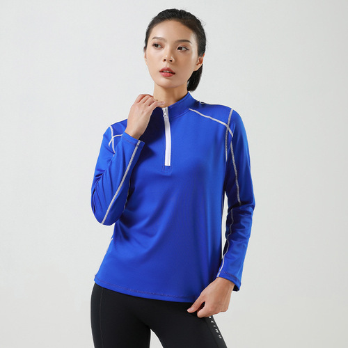 Autumn and winter women's sports yoga clothing jacket slim half zipper quick-drying fitness clothing slim outdoor running top team uniform