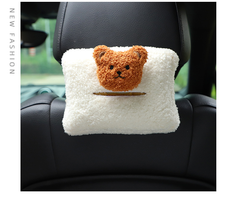 Cartoon car tissue box cute bear car chair back hanging tissue box DIY multifunctional car tissue box