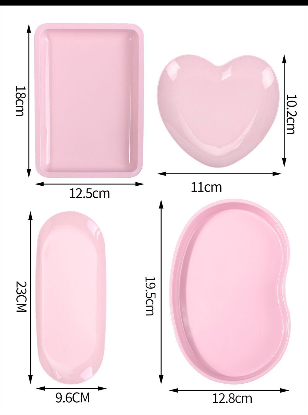 Four-Piece Stainless Steel Tray Set, Jewelry Storage Tray, Cosmetic Tray, Metal Plate Set, Nail Storage Box