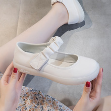 护士鞋2025女夏新款魔术贴软底女鞋纯色松紧乐福鞋平底单鞋女大码