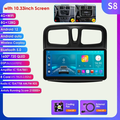 Screen Android Large Screen – DVD Navigation - model-a-8128g-wifi4glte-version-7862-carplay-eight-core-1033inch-suitable-for-12-19-renault-logan-2dacia