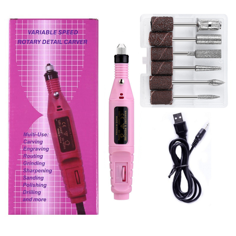 Mini juego de lijadora de uñas, removedor de uñas portátil especial, lápiz de uñas eléctrico, juego completo de herramientas