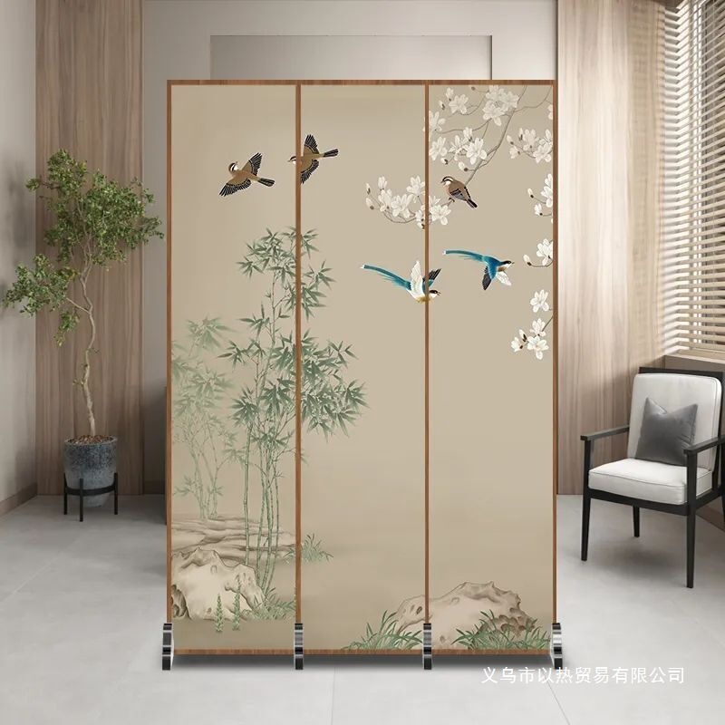 Chinese-Style Screen Partition for Living Room, Blocking Entrance, Hotel Bedroom, Folding Mobile Entrance, Entryway, Kitchen, Simple Household Use