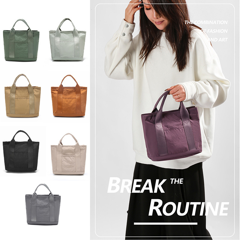 Canvas Bag Women's Large Capacity Lunch Bag Handbag Office worker Lunch Box Bag Multi-compartment Pocket Shoulder Bag Mummy Bag