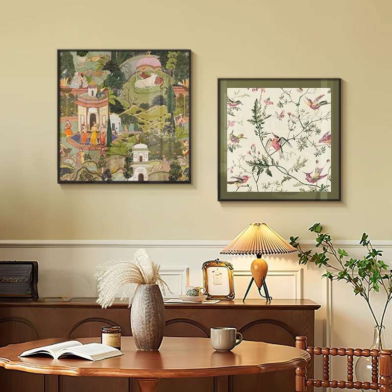 Mid-ancient style restaurant decorative painting Maillard niche art new mural American living room sofa background wall painting