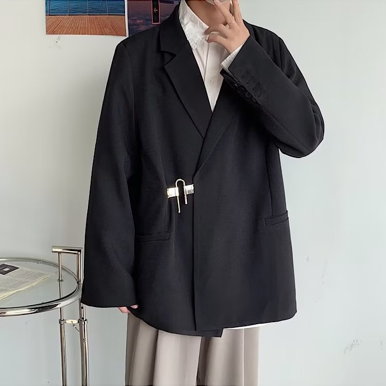Chaqueta de traje negro rojo neto retro 2024 estilo caliente ropa de mujer primavera diseño de alta gama sentido traje de hombre de nicho