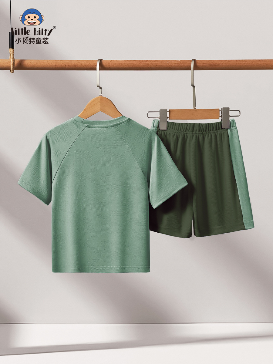 2025 verano nuevo estilo pantalones cortos de manga corta para niños traje de secado rápido de dos piezas de moda casual para niños