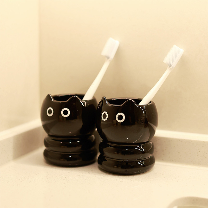 SHANN cerámica cerámica cubierta taza conjunto de baño casero cepillo de dientes caja de almacenamiento de pasta de dientes pareja taza de niños