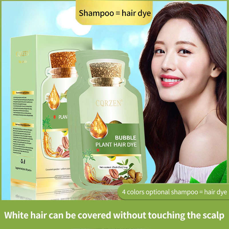 【Cross-Border Direct Supply】English Packaging Cqrzen Plant-Based Bubble Hair Dye for Self-Application, Hair Dye Cream