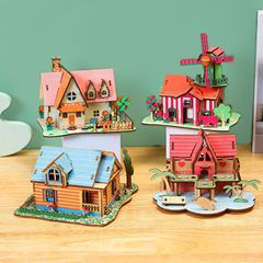 激光木製3D立體拼圖 成人兒童親子早教動手組裝建築模型玩具批發