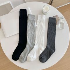 insキャットウォークスタイル薄型ハイソックス無地グレーグレーファッションベーシック縦ストライプカーフソックスストッキング