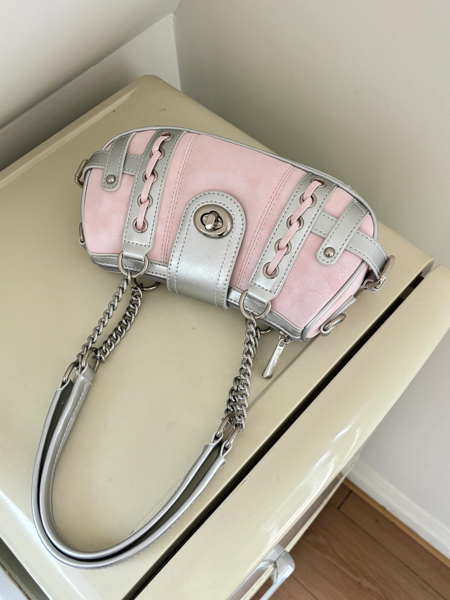 Pink Women's Shoulder Underarm Bag, Summer Niche Millennium Hot Girl Patchwork Chain Handbag, Crossbody Bag_voghion.com