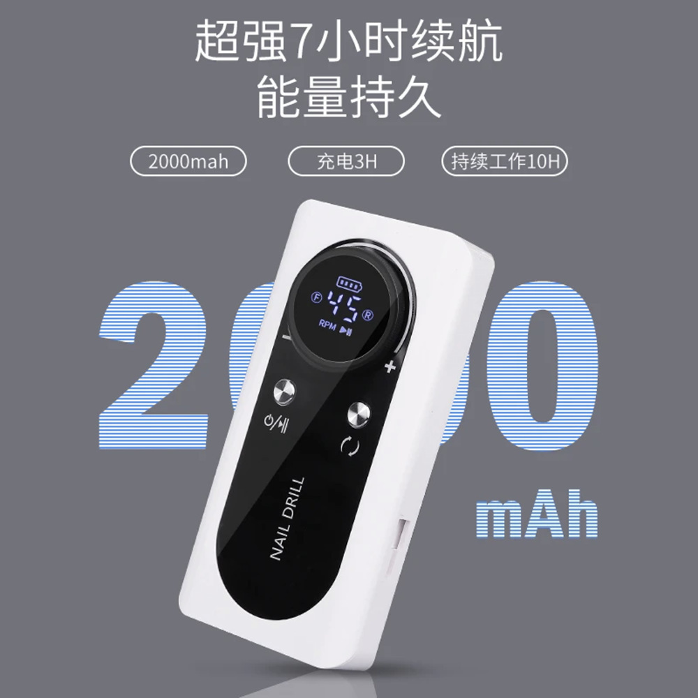 Profissional transfronterizo nuevo tipo de recarga V2 amolador de uñas 45000 rpm amolador de uñas eléctrico portátil descarga profesional